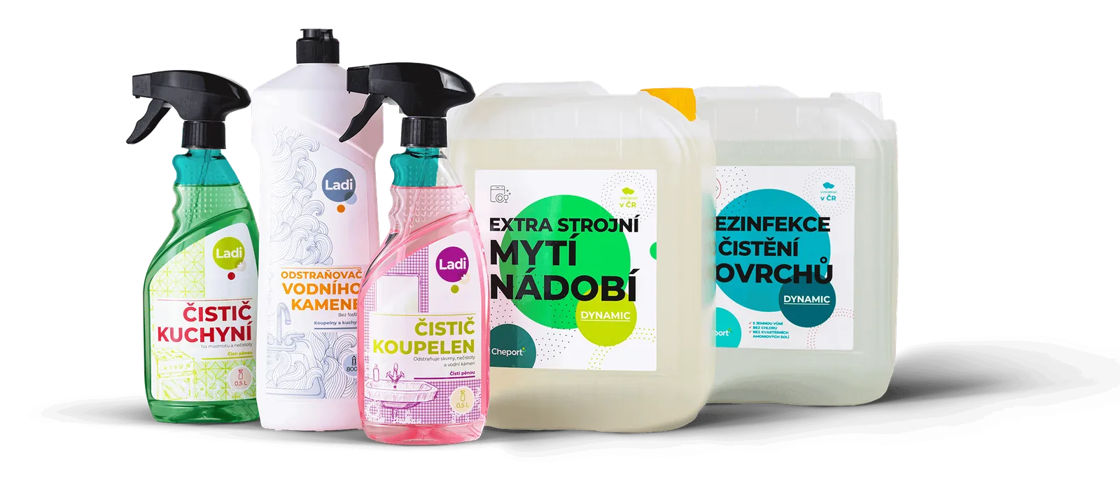 Sortiment čisticích a dezinfekčních prostředků Cheport
